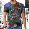 Винтажная мужская футболка с 3D принтом и короткими рукавами с рисунком дракона, тотемная уличная одежда, молодежная летняя верхняя мужская одежда больших размеров