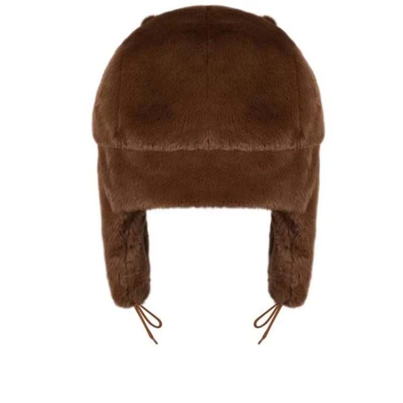 Зимняя теплая плюшевая шапка с изображением медведя белого коричневого цвета