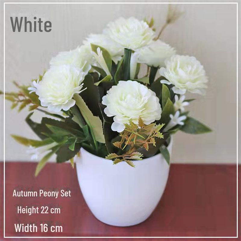 Декоративный набор небольших искусственных цветов в горшках для декора дома и гостиной