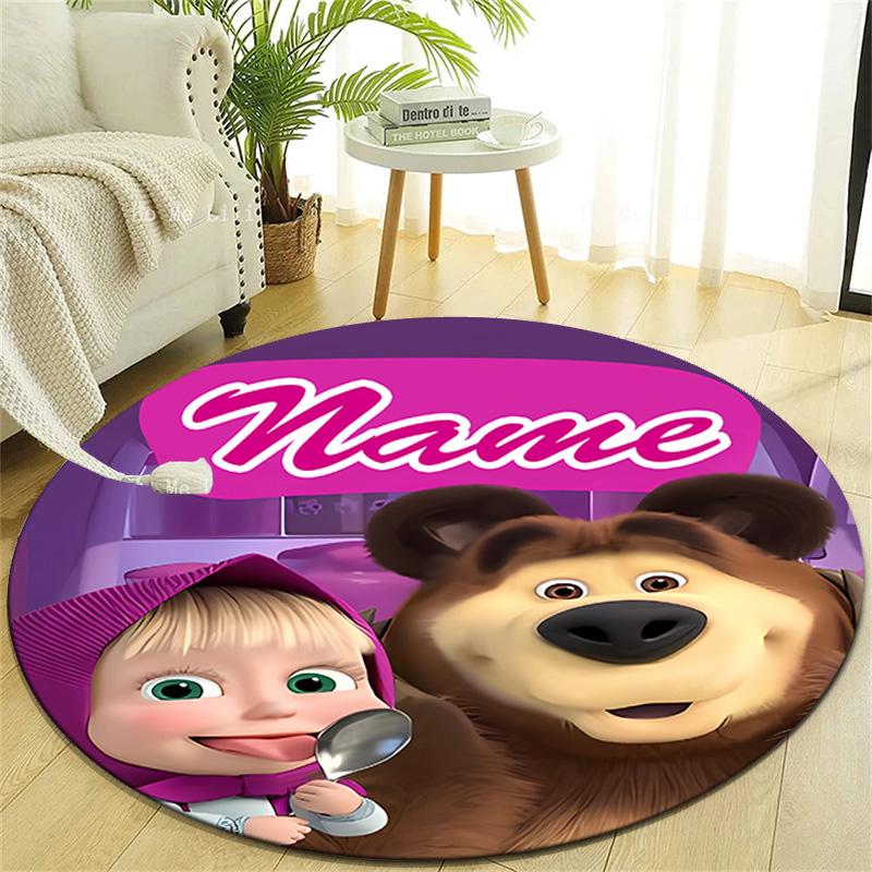 Personalized M-Masha and the Bear Round Chair Office Rug - Perfect for Mat, Office Chair & More - Ideal Gift for Birthdays and Holidays