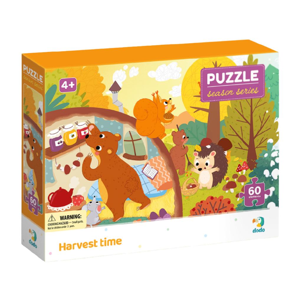Puzzle Czas Zbiorów 60 Elementów Jesienna Układanka Zestaw Dla Najmłodszych