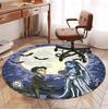 Corpse Bride Pattern Round Rug, Indoor/Outdoor Mat, for Picnic, Gameroom, Bedroom, Office, Living Room, Home Decor Carpet, Birthday Gift