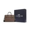 Coach Ethan 38 Logo Zip Closure Leather Tote Briefcase Men tote Dark-Stone CR271-QBCBD