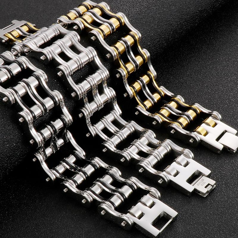 Мотоциклетная цепочка из нержавеющей стали, мужской браслет, ширина 24 мм, ручная цепочка, аксессуары, браслет, мужские браслеты, рок-н-ролл, рэп, ювелирные изделия