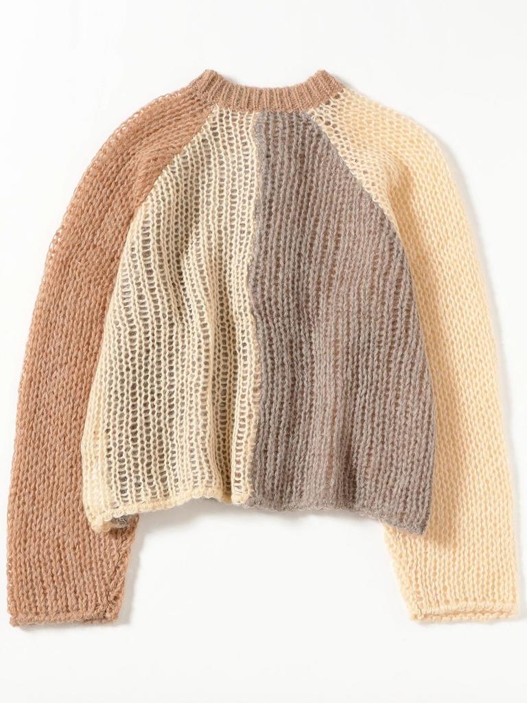 Beams Boy Women's Large Size Knit Mohair Crazy Cardigan, Ivory Free