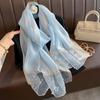 Luxury Silk Shawl Scarf for Women Design Embroidery Flowers Hijab Wraps Bufandas Female Headkerchief Fouloud Echarpe