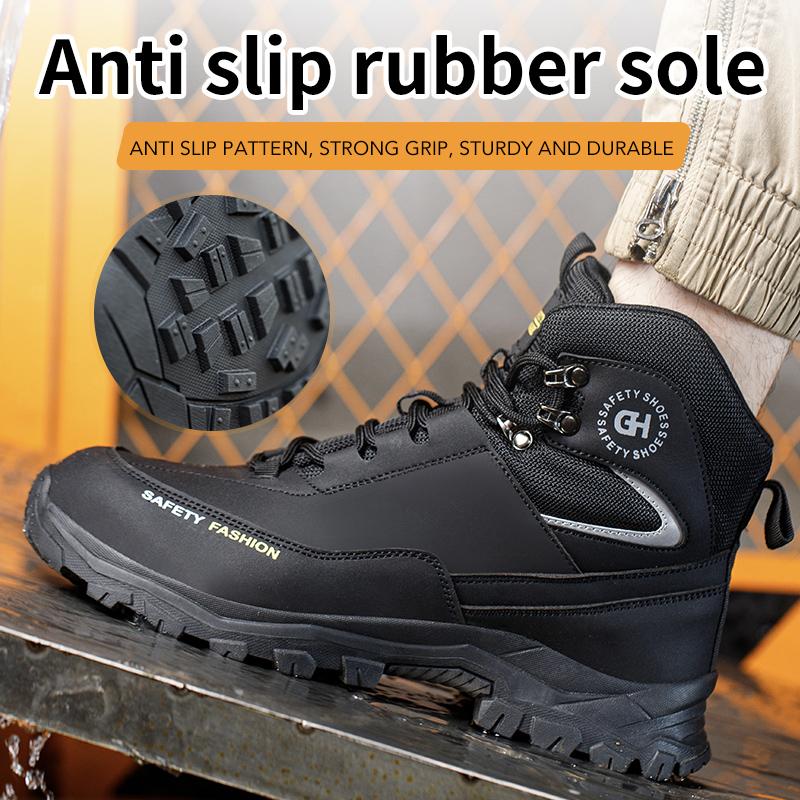 Mens Safety Shoes With Steel Toe Waterproof Boots Puncture Proof Anti-smash Mens Outdoor Work Sneakers Construction Work Shoes