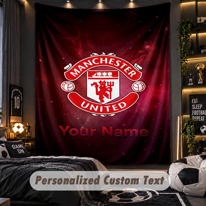 TapestryManchester United Custom Name Text Personalized Wall Hanging Tapestry Home Wall Decor