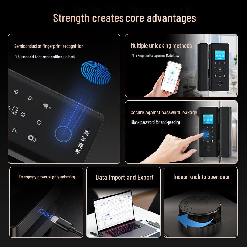 Defu Smart Glass Door Access Control Lock CN plug (adapter included)