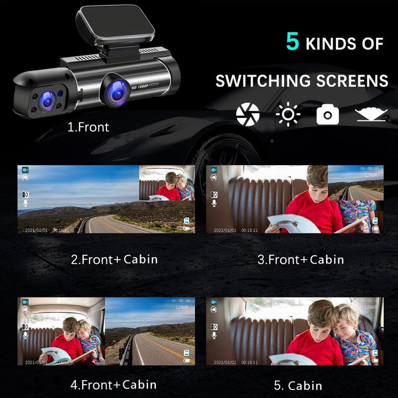 Dual Lens Dash Cam FHD 1920*1080P Car DVR Dash Camera Cabin Dashcam Vehicle Video Drive Recorder Interior Mini Dvrs Black Box