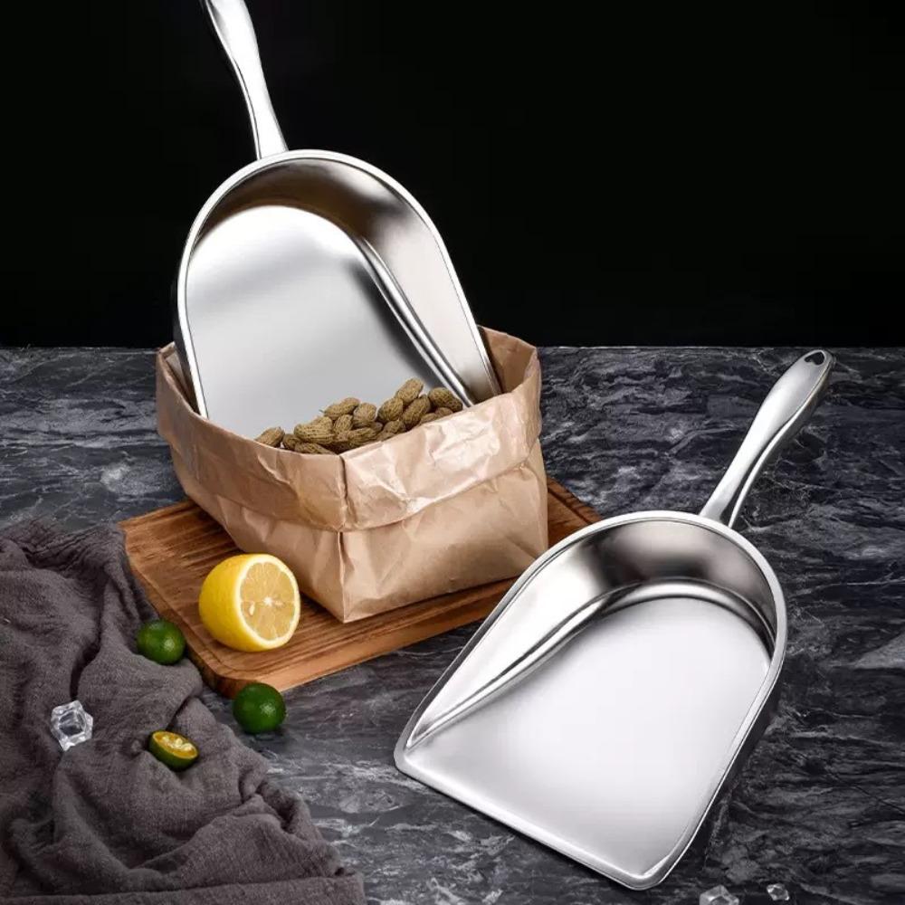 Large Capacity Stainless Steel Ice Cube Shovel Wide Opening French Fry Spatula Supermarket