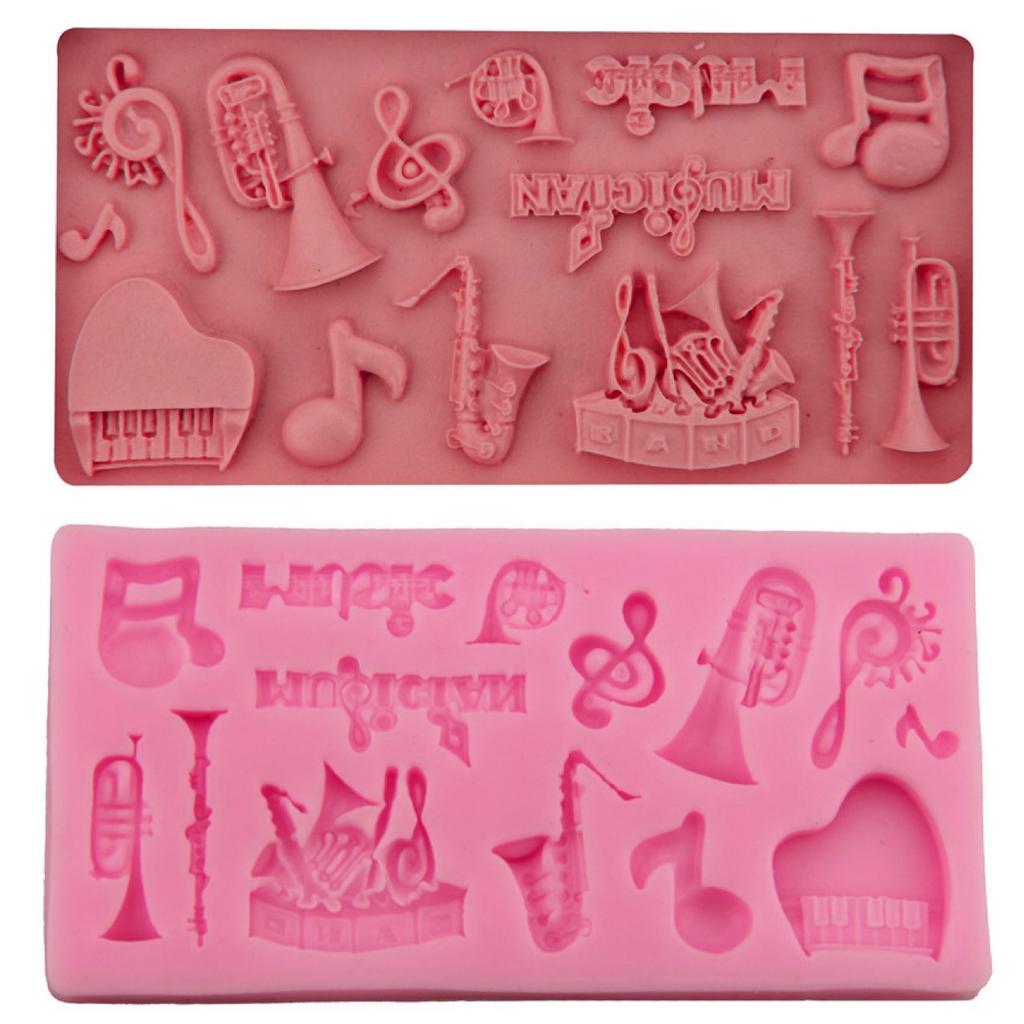 Musical Instrument Notes Baking Silicone Mold Headphone Radio Guitar Violin Fondant Chocolate Mould DIY Decor Baking Tools