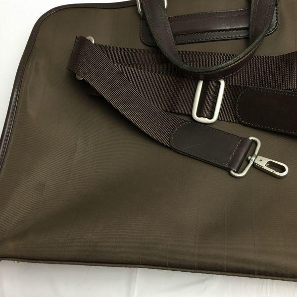 Paul Smith Портфель Деловая сумка Темно-коричневый/Коричневый полосатый узор Ремень в комплекте(ИСПОЛЬЗОВАЛ)