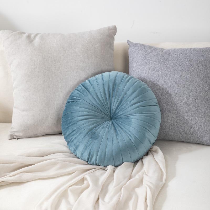 Скандинавская стеганая подушка-плед в форме тыквы - Однотонная круглая подушка для гостиной и эркерного окна