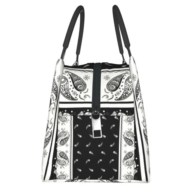 Классическая бандана на заказ с узором пейсли, сумка для обеда, женская термохолодильник, изолированный ланч-бокс для пикника, кемпинга, работы, путешествий
