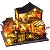 DIY Wooden Doll Houses Miniature Furniture Kit Led Toys for Children Birthday Gift