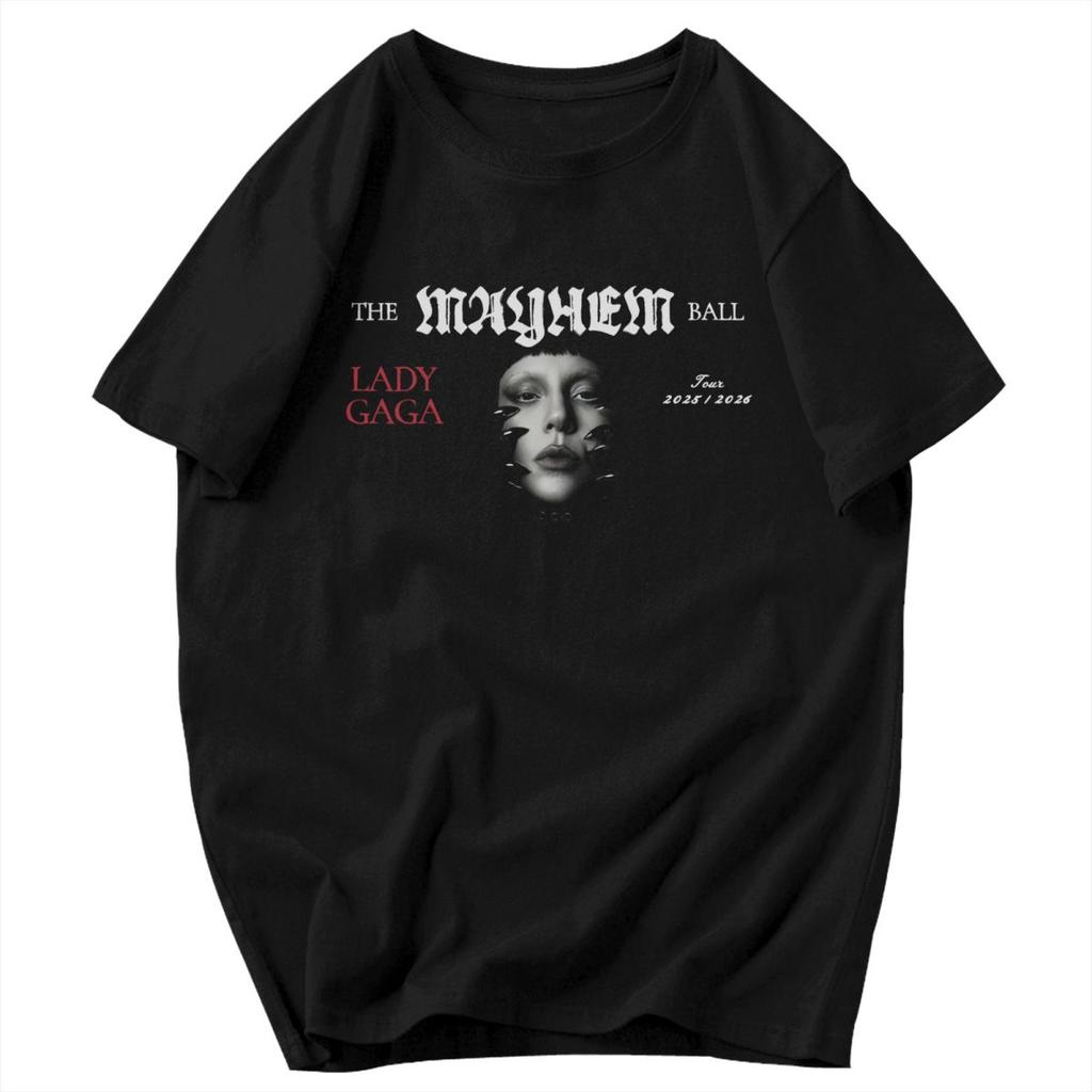 Мужская футболка Леди Гага Mayhem Ball Tour Подарки для фанатов Хлопок Y2K Графическая На заказ Унисекс Одежда Футболки