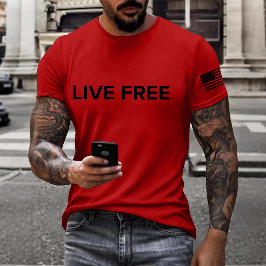 Men's Printed Short Sleeve T-Shirt Men's Loose Casual Short Sleeve Top