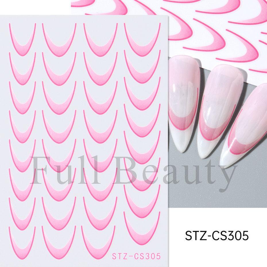 Nail Art Sticker French Smile Line Silver Glitter Diy Corrugated Line Adhesive Nail Sticker