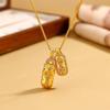 Copper Gold Plated Pendant Necklace With Pixiu Vajra Charm Rhinestone Accented Layered Choker Women