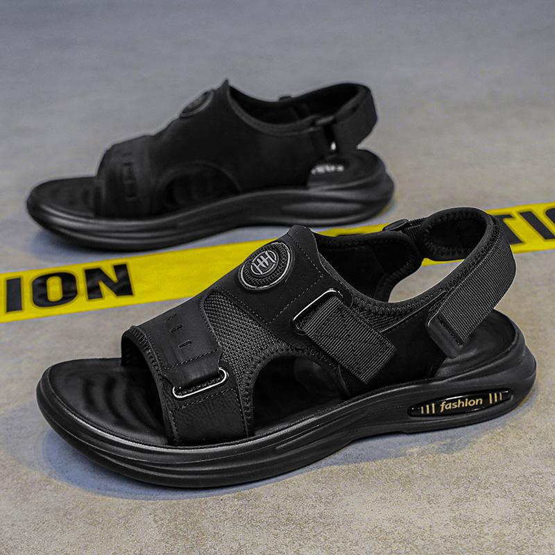 Летние сандалии для мужчин, повседневные спортивные тапочки из кожи, нескользящие, дышащие, римские туфли, пляжные шлепанцы, садовая обувь