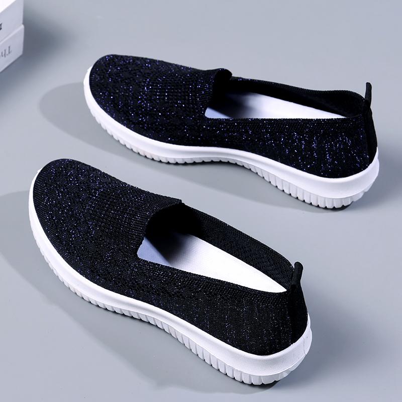 Модные весенне-летние дышащие вязаные балетки для женщин 2025 Удобные слипоны Обувь для мам Женские слипоны Нескользящие повседневные кроссовки Женские