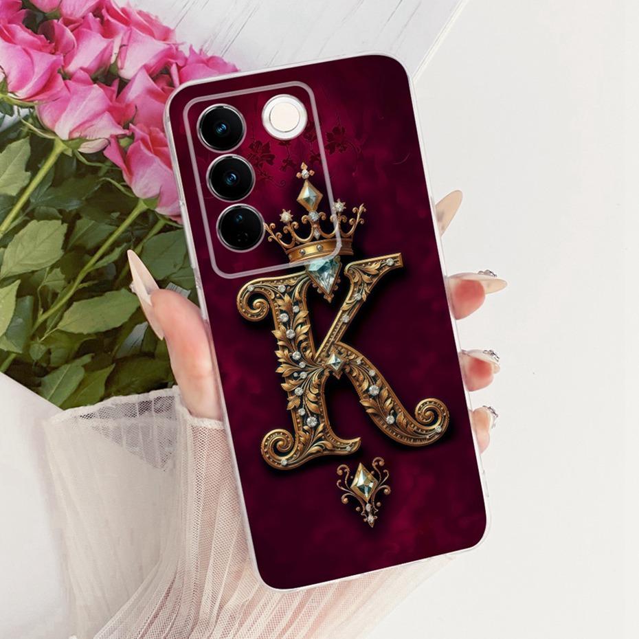Модный чехол-буквы с короной для Vivo V27 Pro V2230 V2231 Мягкая силиконовая TPU задняя крышка для чехлов на телефон Vivo V27 V27Pro