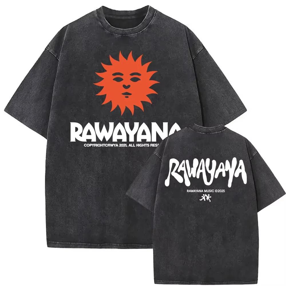 Rawayana ¿Donde Es El After_ Album Tour Vintage Washed T Shirts Men Clothes Hip Hop High Street T Shirts Oversized Loose T-shirt