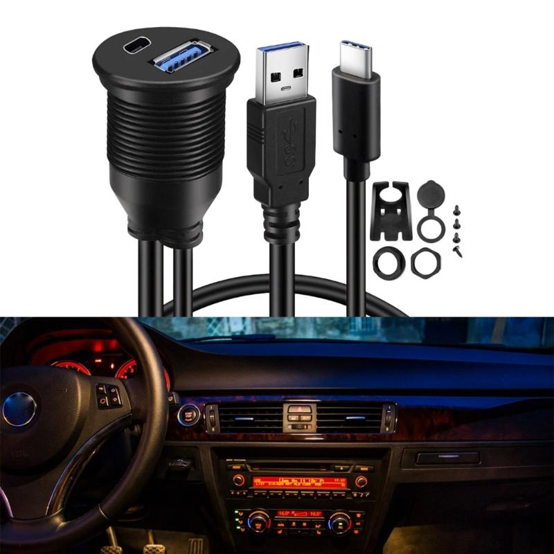 Водонепроницаемый удлинительный кабель USB 3.0 Type C для приборной панели автомобиля с легкой установкой для нескольких устройств