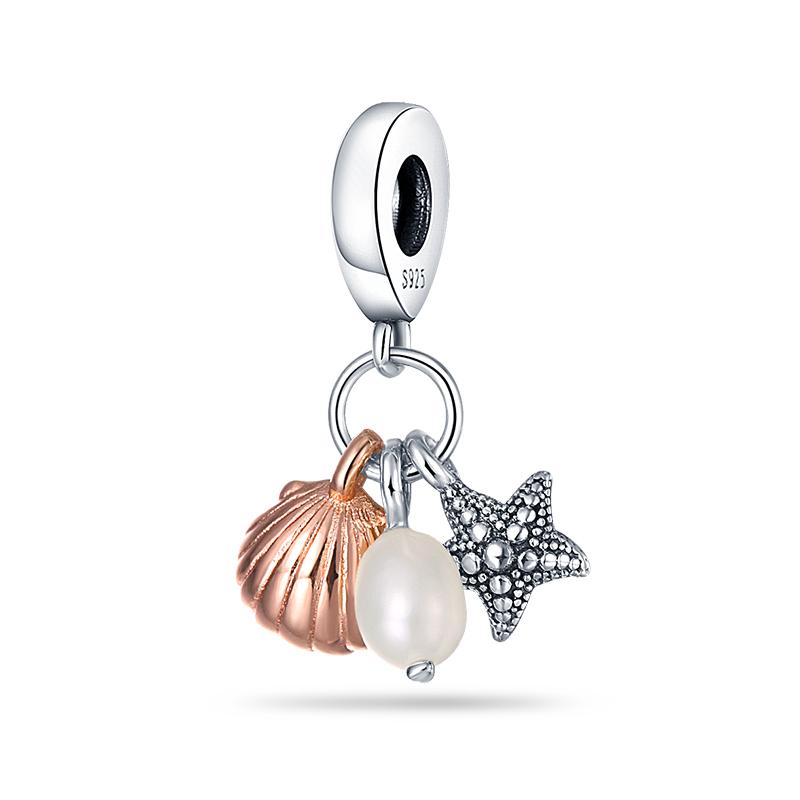 Лето S925 серебряный цвет ракушка жемчуг рыбий хвост светящийся океан серии Подвески бусины подходят S925 оригинальные браслеты DIY ювелирные изделия