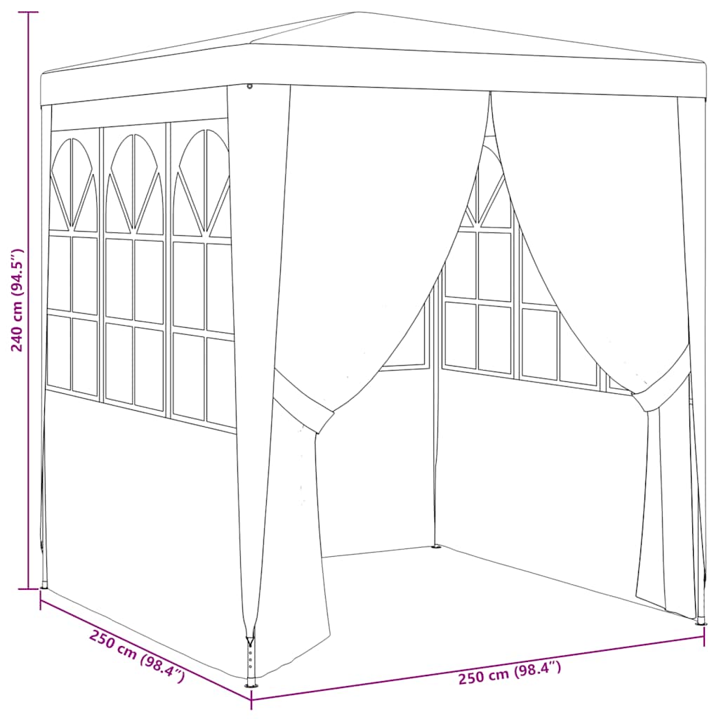 Professional Party Tent with Side Walls 2.5 * 2.5 m Anthracite 90 g m²