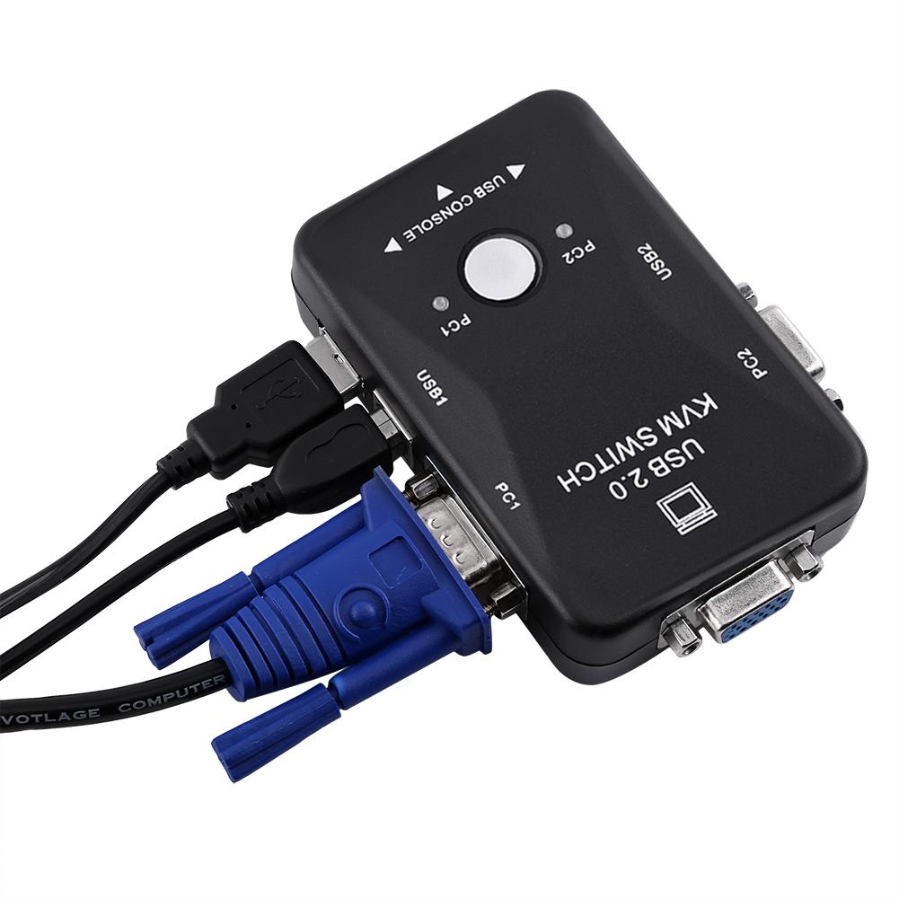 2 порта USB VGA KVM-переключатель и кабели для совместного использования компьютера, монитора, клавиатуры, мыши