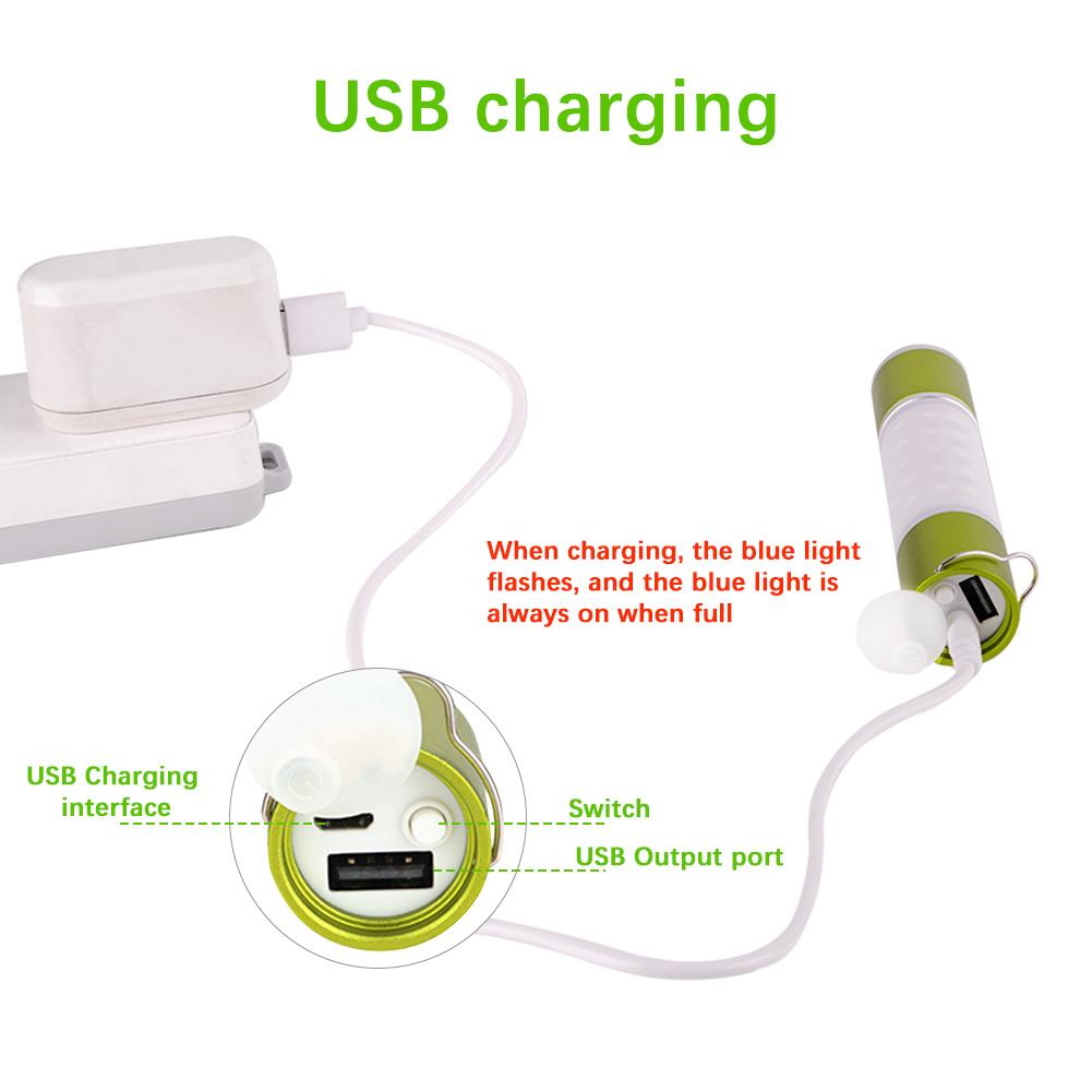 LED Telescopic Flashlight USB Rechargeable Camping Tent Light Portable Lantern Flashlight for Camping Hiking Emergency Outage