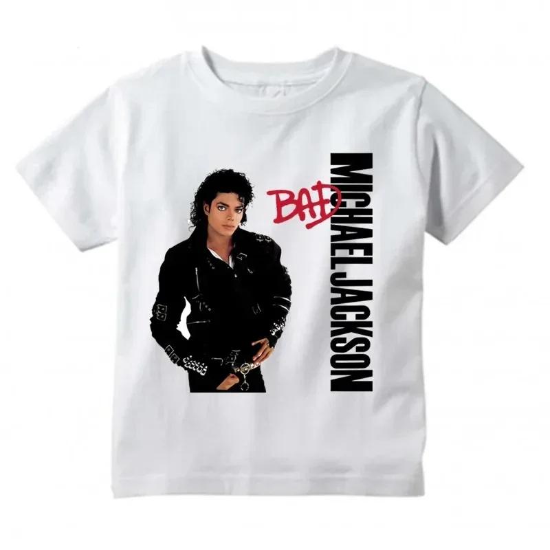 Графическая мужская и детская футболка Michael Jackson Y2K Высококачественный хлопок Повседневная летняя Рок-мода Короткий рукав Круглый вырез Футболка