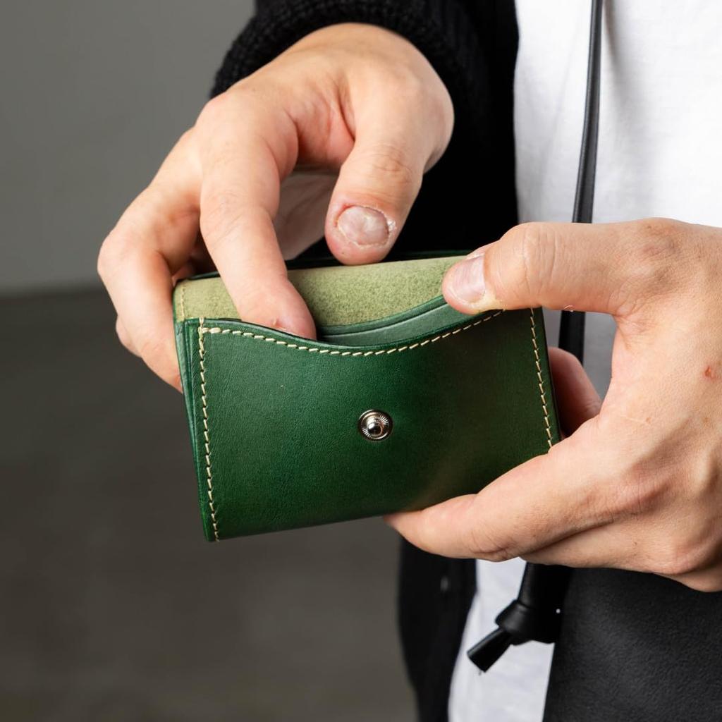 Business Card Holder Genuine Leather Pass Case Card Case Tochigi Leather Black Thread Beige [Greol] Men's Men's