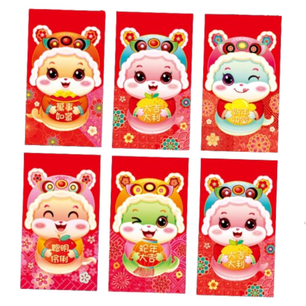 6pcs Blessing Chinese New Year Money Bag Hongbao Good Luck Red Pocket  Celebration Party