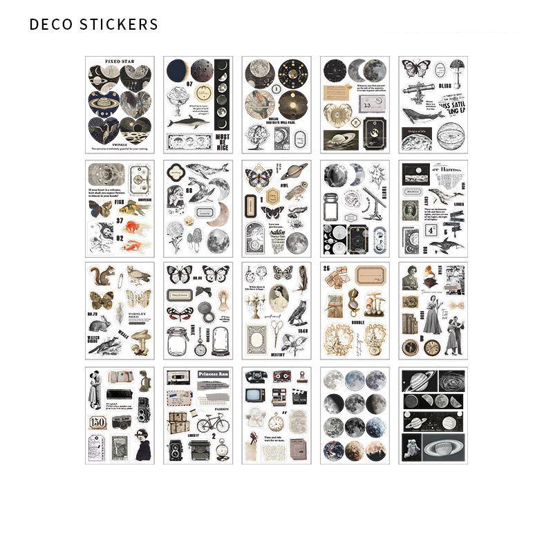 20 листов винтажной книги наклеек из ПЭТ-материала Diy Diary Butterfly INS Album Scrapbooking Retro Flower Material Paper Decorative Stickers