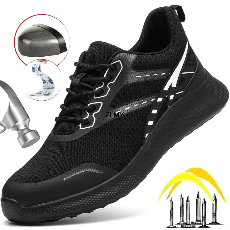 Модные ZLMY новые женские защитные туфли со стальным носком, легкие рабочие туфли, устойчивые к проколам, рабочие защитные ботинки для женщин и мужчин