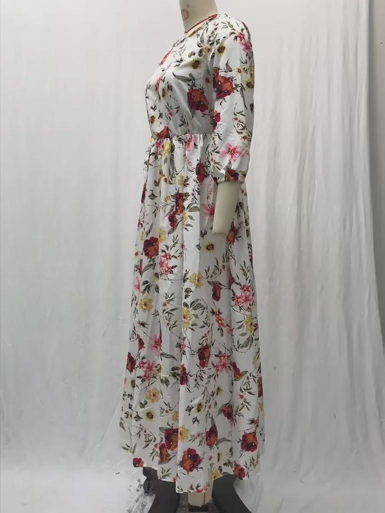 2025 г. шифоновое облегающее длинное платье с цветочным принтом в европейском и американском стиле