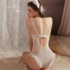 Women's Plus Size Sheer Mesh Low Cut Bodysuit Costume Lingerie Set