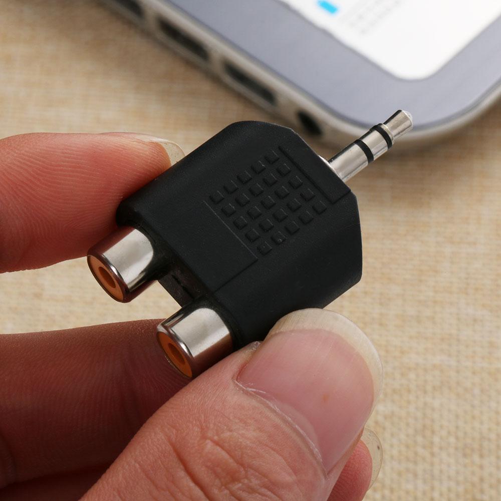 Соединители Черные Видеоаксессуары 3,5 мм на 2 RCA Женский Мужской Y-разветвитель Аудиоадаптер Конвертер