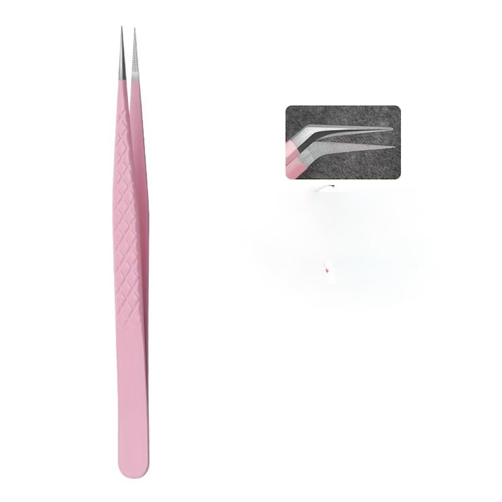 Custom Metal Tweezers for Eyelash Extension Comfortable Feeling Fiber Tip Stainless Steel Lash Tweezers Pointed Tip