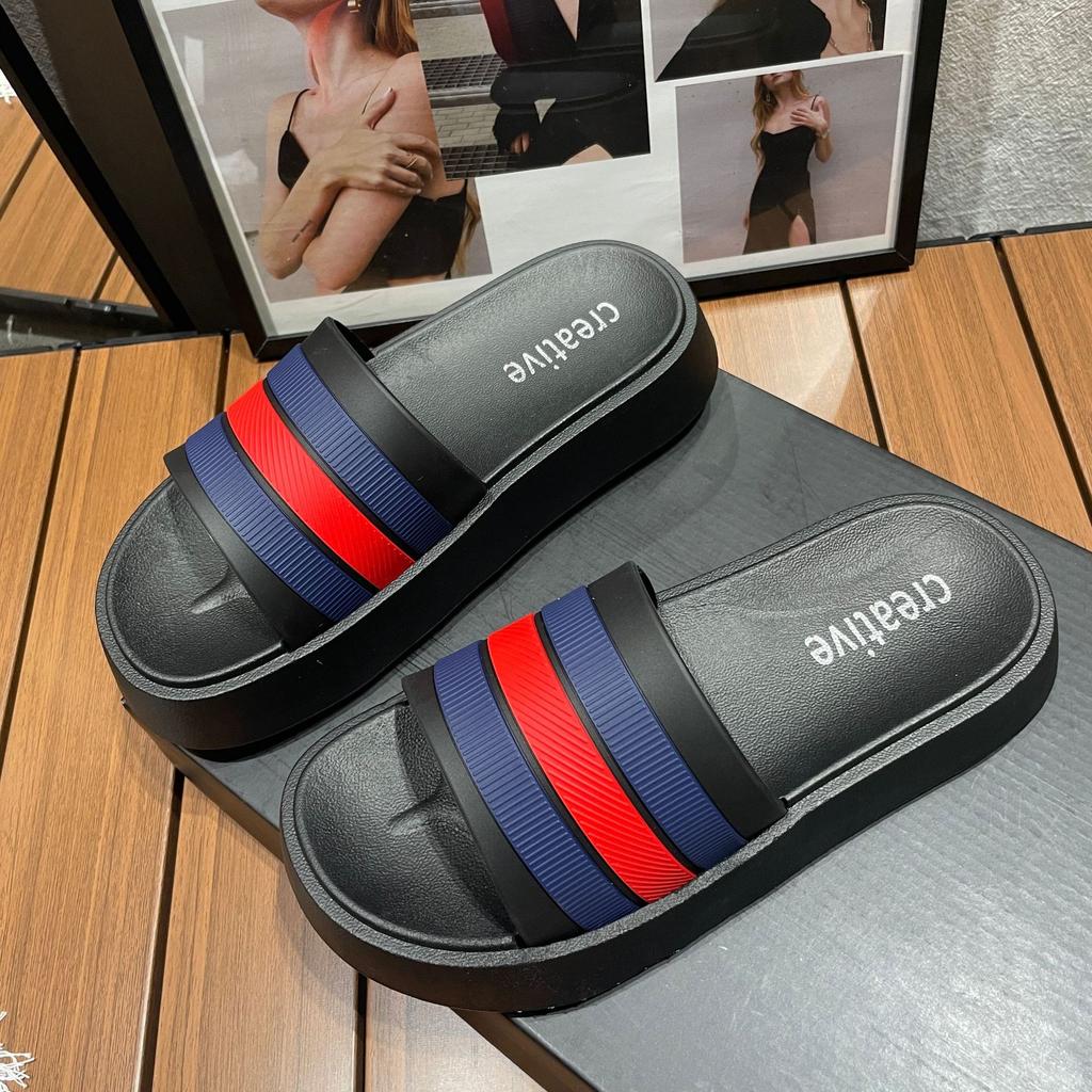 Slippers for Women's Household Summer Thick-soled One-word Cool Slippers Bathroom Non-slip Bath Slippers Couple Beach Shoes Outer Wear