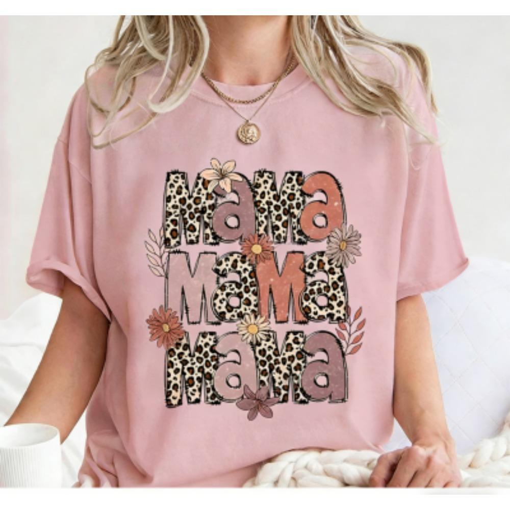 Funny Leopard Mama Colorful Print Kids Short Sleeves T-Shirt Loose Casual Summer Outdoor Street Boy and Girl Tees Tops