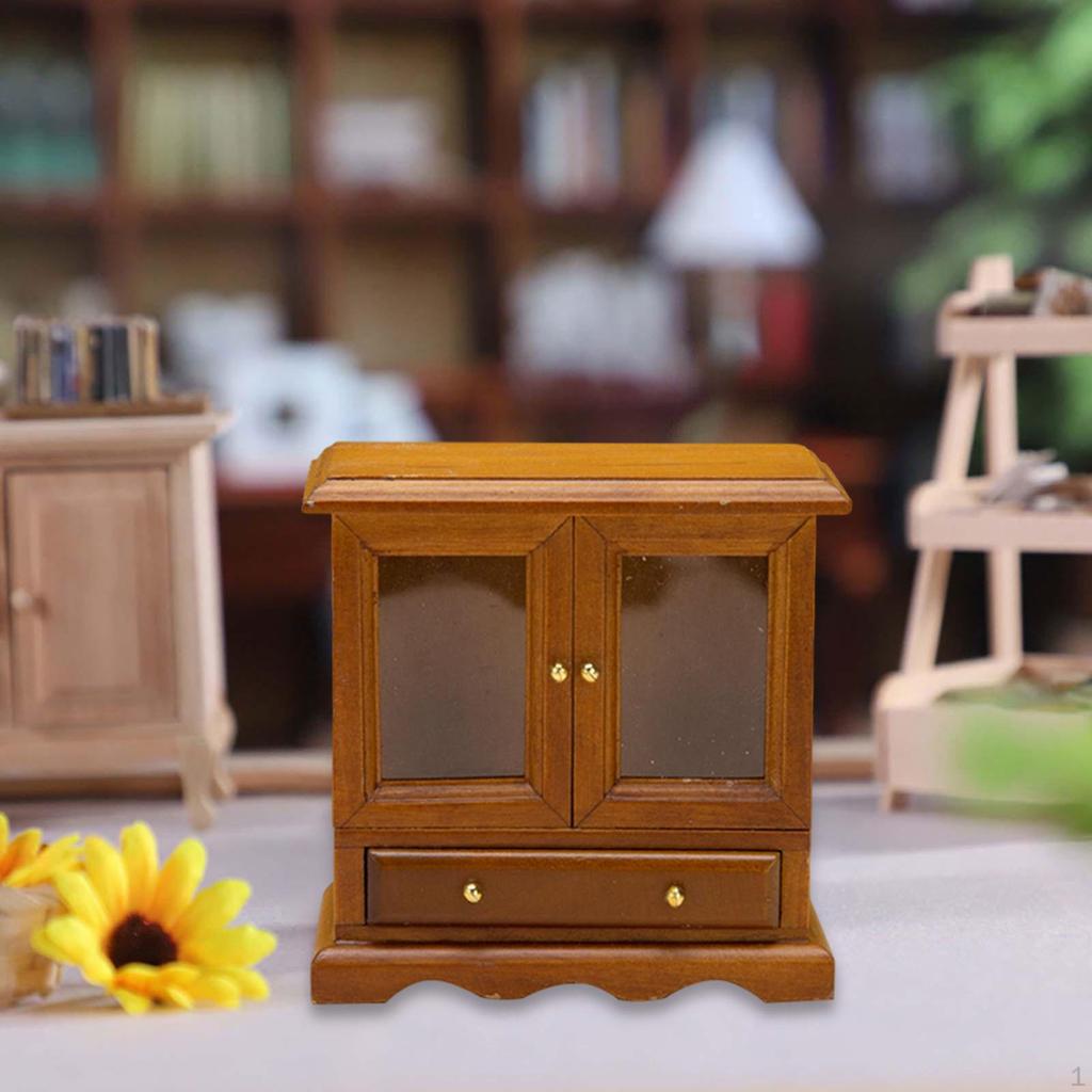 1/12 Dollhouse Display Cabinet Storage Stand Miniature Wooden Frame Furniture Model Smooth Polishing