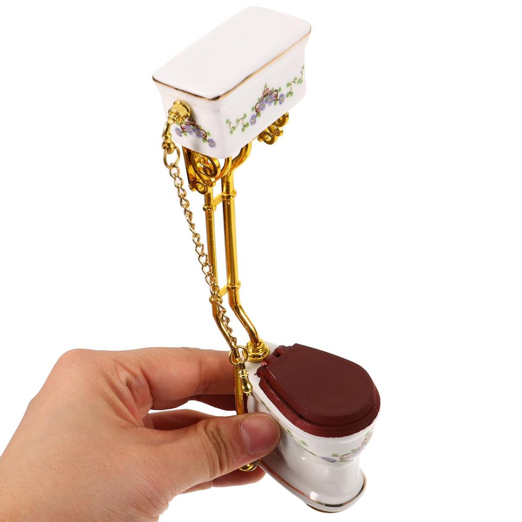 Керамический мини-туалет масштаба 1/12 для кукольного домика, аксессуар для ванной комнаты, реалистичная миниатюрная модель мебели