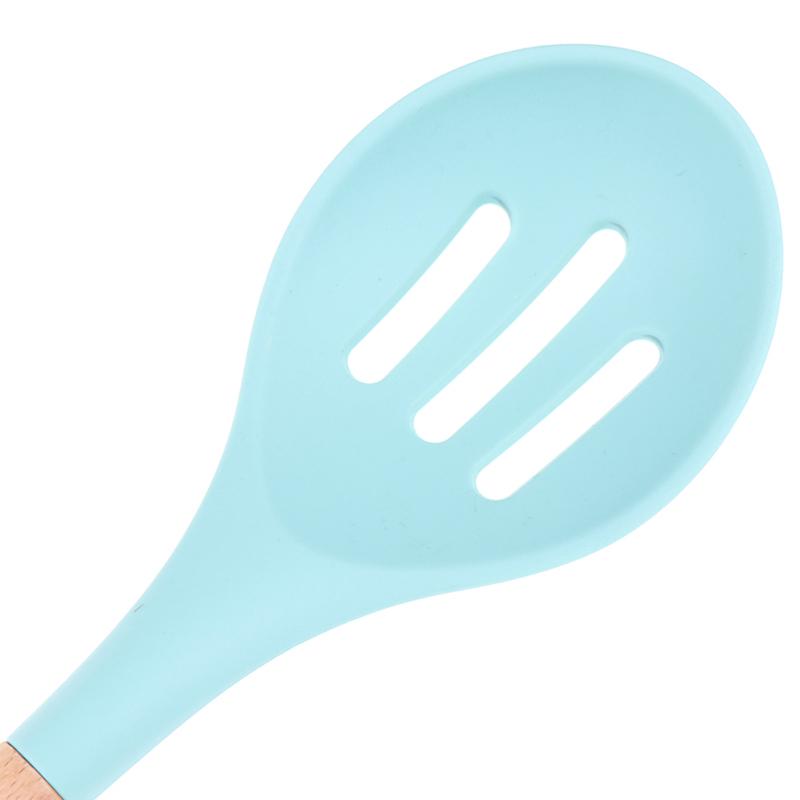 Силиконовый набор кухонных принадлежностей для приготовления пищи с бамбуковыми деревянными ручками