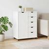 Rolling Cabinet with Wheels White 63.5 x 39 x 79 cm Solid Pine Wood
