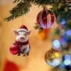 Festive Pig Cartoon Acrylic Pendant Cute Christmas Decoration For Interiors Vehicle