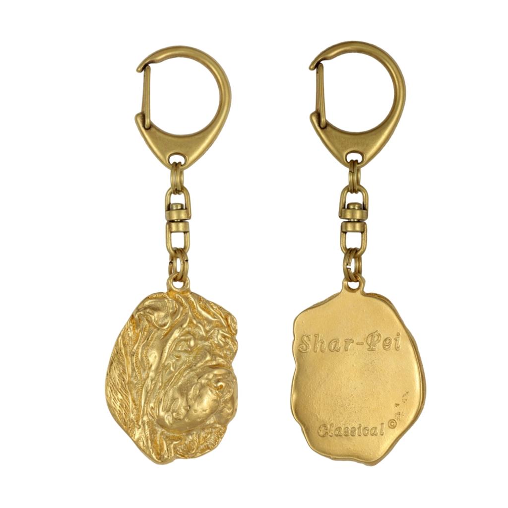 Shar-Pei - Gilded Key Ring with Dog In Gift Box, Handbag Decoration, Luxury Accessory by Art-Dog Brand
